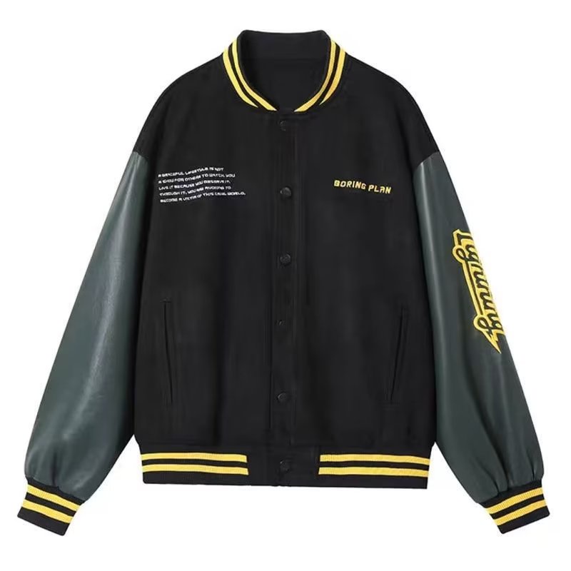 Áo Khoác Bóng Chày Da pu Thêu Họa Tiết Phong Cách Hàn Quốc Thời Trang Xuân Thu Cho Nam