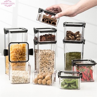 Hộp đựng thực phẩm khô kín khí Hộp đựng bánh quy Ngũ cốc Pasta Kẹo Lưu trữ trong suốt cho nhà bếp Phòng đựng thức ăn Nhà bếp Tổ chức lưu trữ kín thực phẩm Hộp lưu trữ gia vị gia vị livebecool