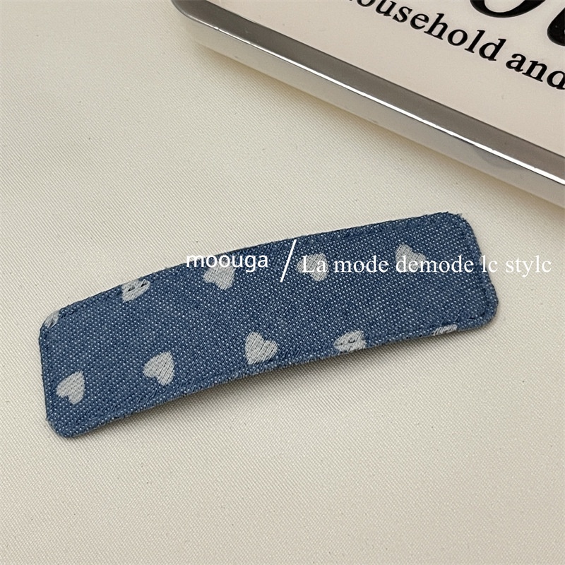 Kẹp Tóc moouga / retro Họa Tiết Hình Học Bằng Vải denim Cho Nữ