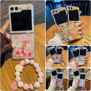 Hoạt Hình Ốp Điện Thoại pc Cứng Trong Suốt Chống Sốc In Họa Tiết Có Dây Đeo Cho samsung galaxy z flip 5 z flip 4 flip 3