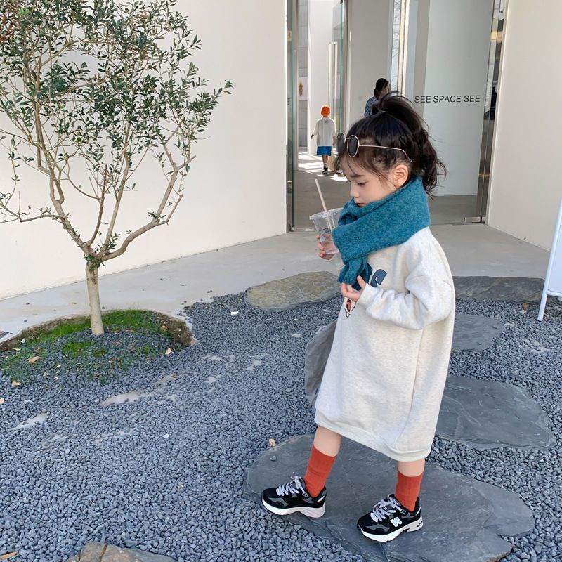 Momo Đầm sweater Dáng Rộng Phong Cách Hàn Quốc Thời Trang Thu Đông Xinh Xắn Cho Bé Gái