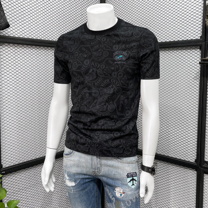 Hàng Có Sẵn!Áo Thun cotton Tay Ngắn Dáng Ôm Thêu Họa Tiết Trẻ Trung Thời Trang Cao Cấp Cho Nam 2023