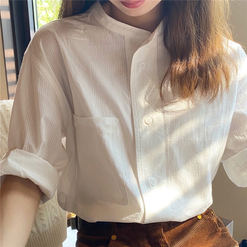 Áo Sơ Mi Trắng Tay Dài Phong Cách Thời Trang Xuân Thu 2023 Mới