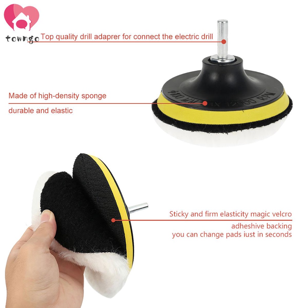 Bộ 7 Miếng Đệm Len Đánh Bóng Xe Hơi Skc1019 4 inch