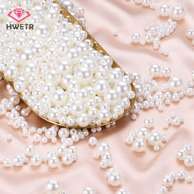 Hạt Ngọc Trai Có Lỗ Bằng acrylic 3mm 4mm 6mm 8mm 10mm Dùng Làm Trang Sức diy Mới