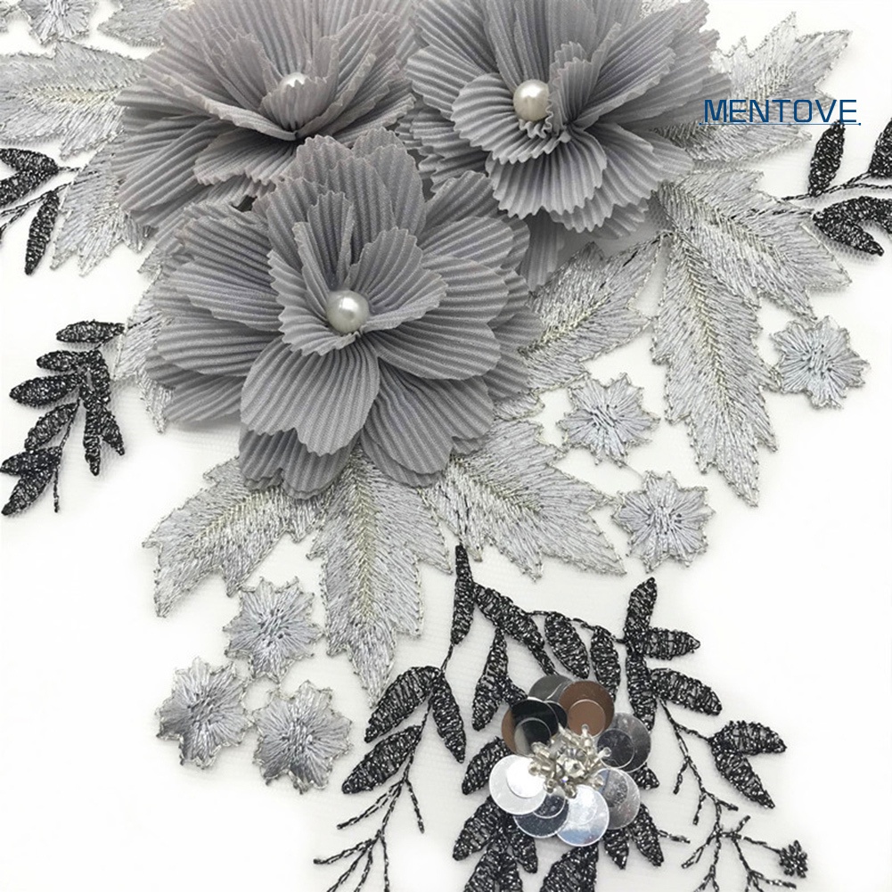 Miếng Dán Thêu Ren Hoa Đính Hạt Thủ Công Trang Trí Quần Áo Thun