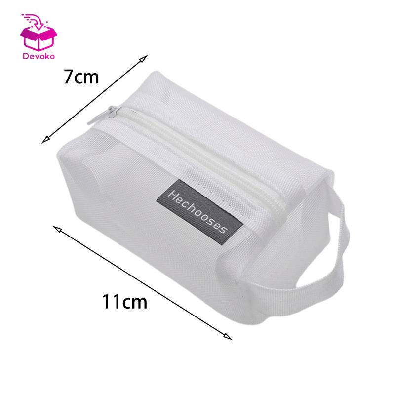 Túi dây kéo mỹ phẩm bằng lưới Nylon Hộp đựng bút chì đơn giản cho văn phòng tại nhà