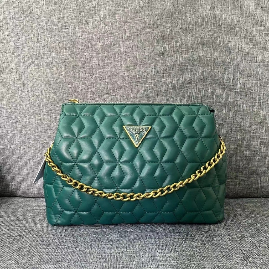 2024 Mới Nữ Xếp Ly Túi Đeo Vai Thời Trang Thêu Dây Xích Nối Dây Kéo Túi GUESS Túi Đeo Ngang Cơ Thể Dây Xích Túi