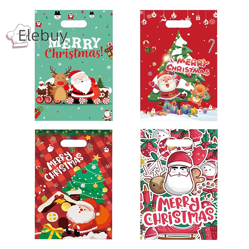 Set 10 túi đựng bánh kẹo ELEBUY trang trí giáng sinh/ tiệc tùng/ năm mới cho bé