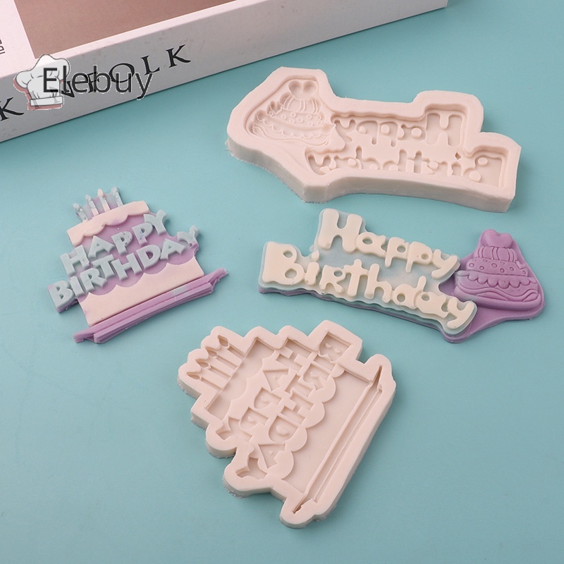 Khuôn silicone ELEBUY tạo hình chữ happy birthday làm kẹo / socola trang trí bánh kem DIY