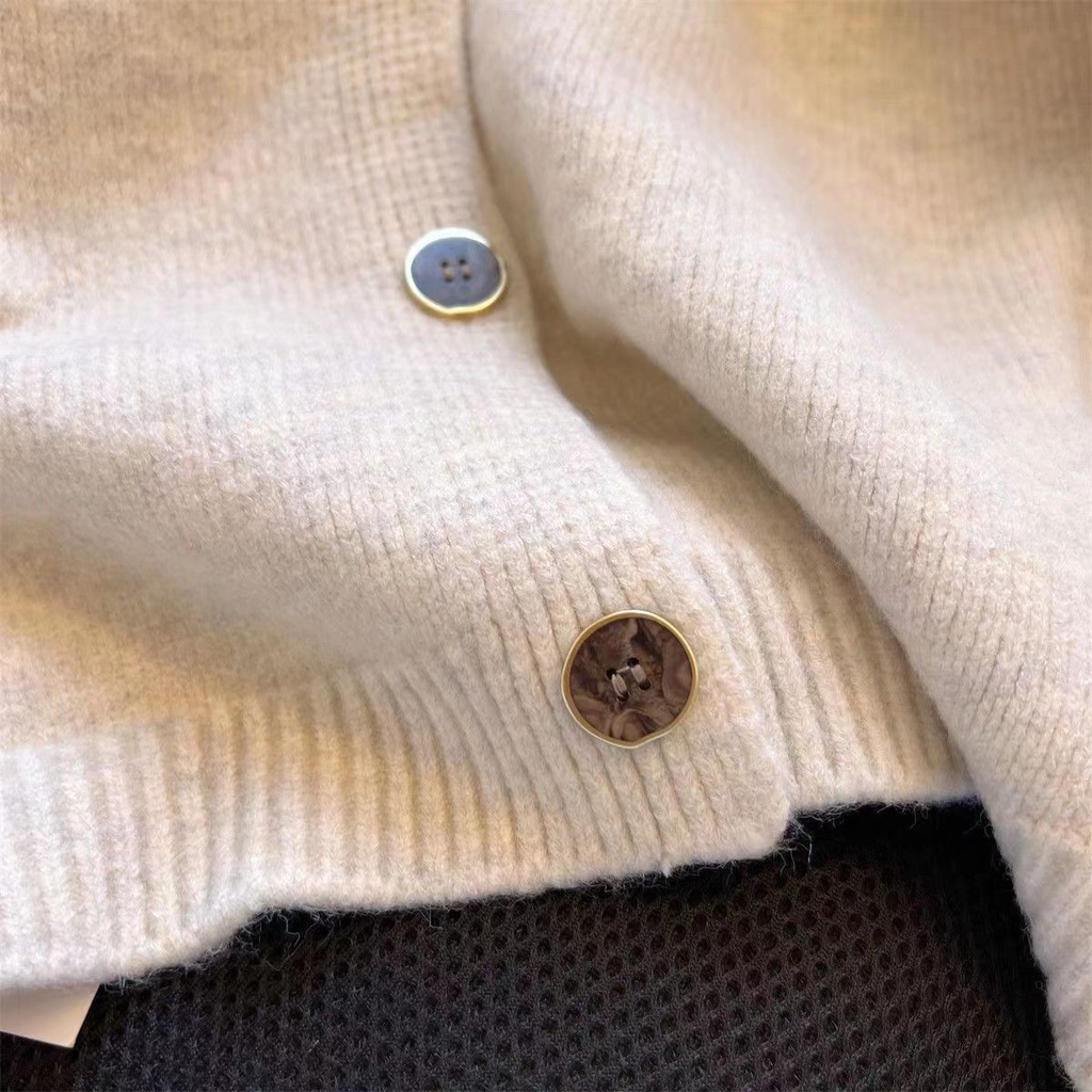 Áo Khoác cardigan Dệt Kim Cổ Búp Bê Dáng Rộng Thời Trang Mùa Thu Hàng Mới 2023