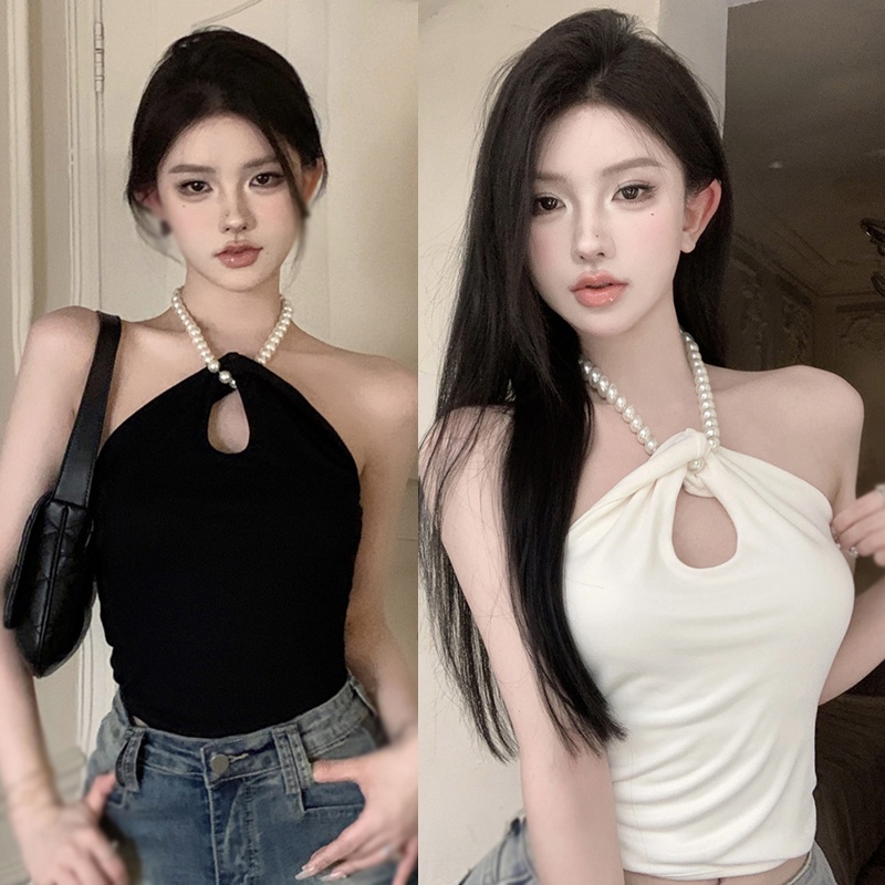 Áo Hai Dây Màu Trơn Phong Cách Hàn Quốc Quyến Rũ Cho Nữ