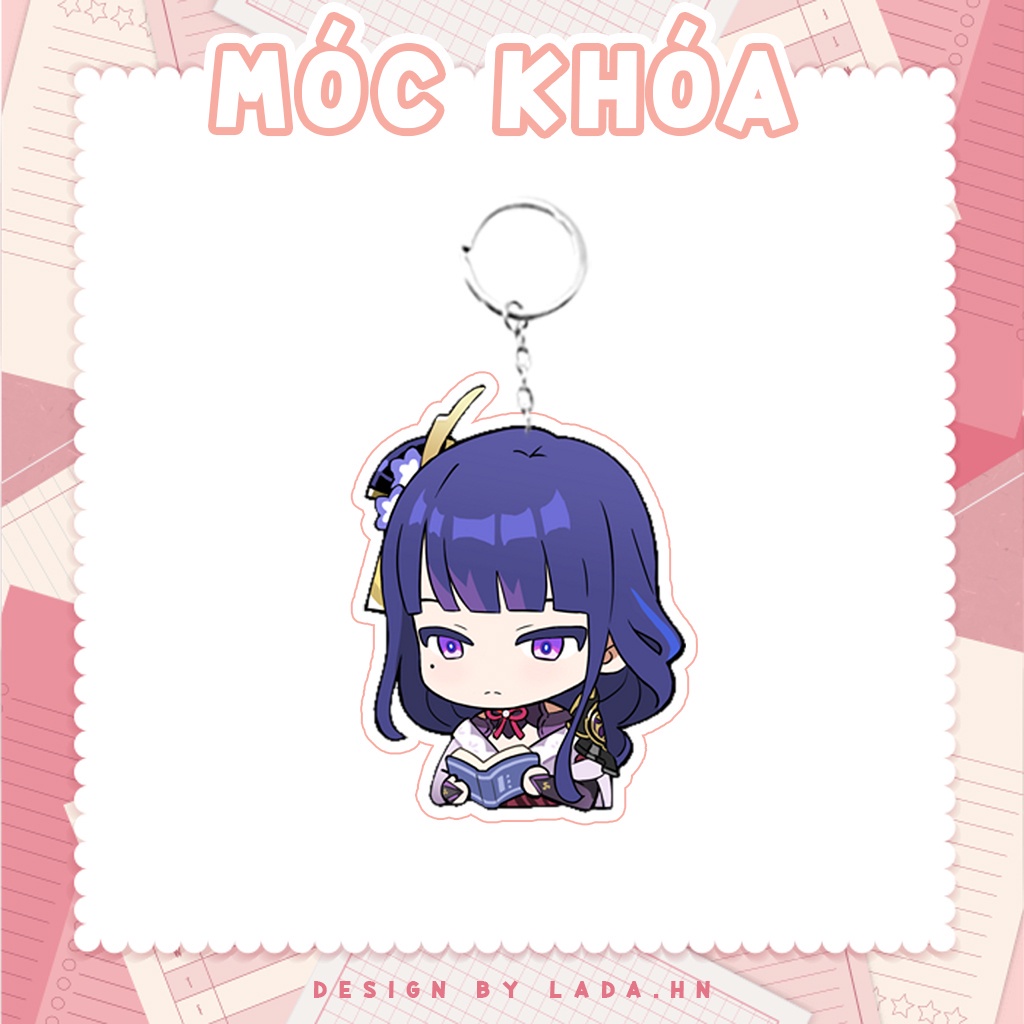Móc khóa mô hình standee đứng để bàn Raiden Shogun Genshin Impact Lada anime đáng yêu chibi trang trí quà tặng
