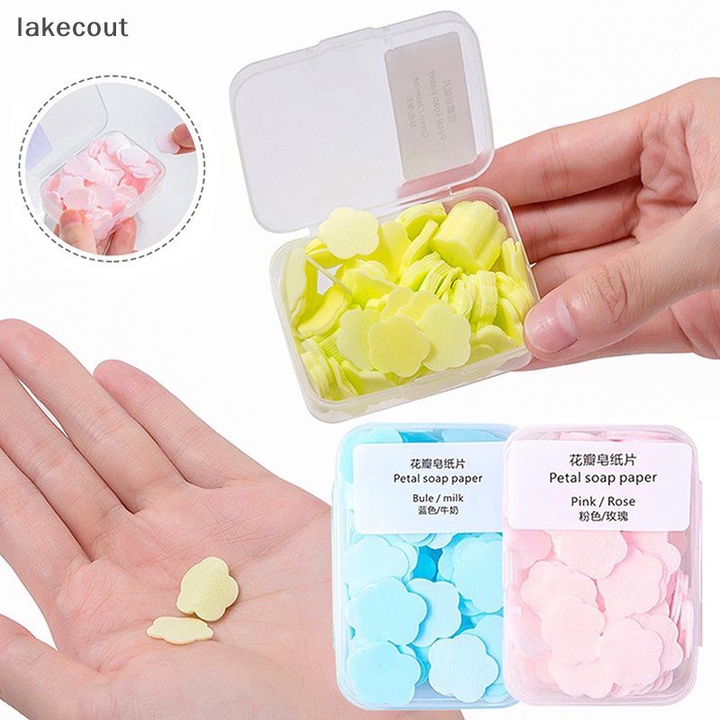 Hộp 100 Xà Phòng Giấy Hình Bông Hoa mini Dễ Thương Dùng Một Lần Kèm Hộp Đựng
