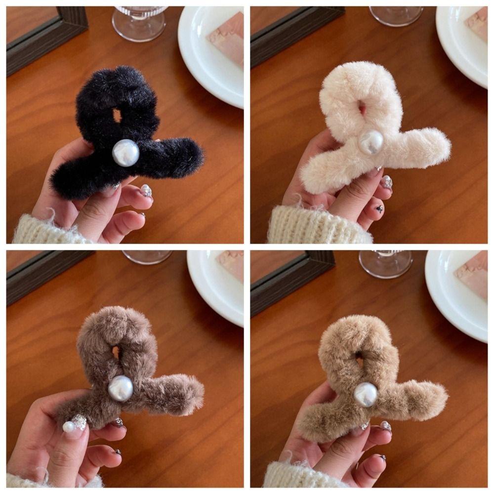 Dalton Kẹp Tóc Bằng acrylic Lông Thỏ Giả Chéo Kích Thước Trung Bình Phong Cách Hàn Quốc Thanh Lịch Mùa Đông