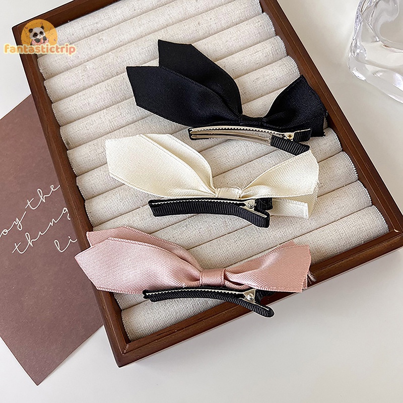Set 2 Kẹp Tóc Nơ Ruy Băng Phong Cách vintage Ngọt Ngào Cho Nữ Mới
