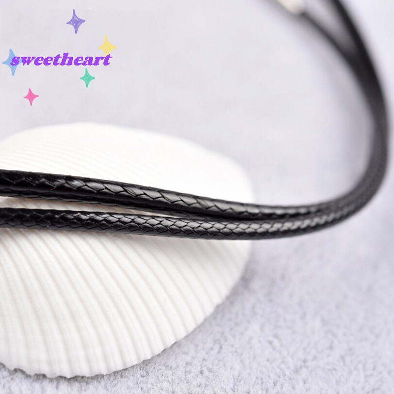 Vòng Cổ choker Dây Da Sáp Đen Bằng Thép Không Gỉ Xoay Vòng