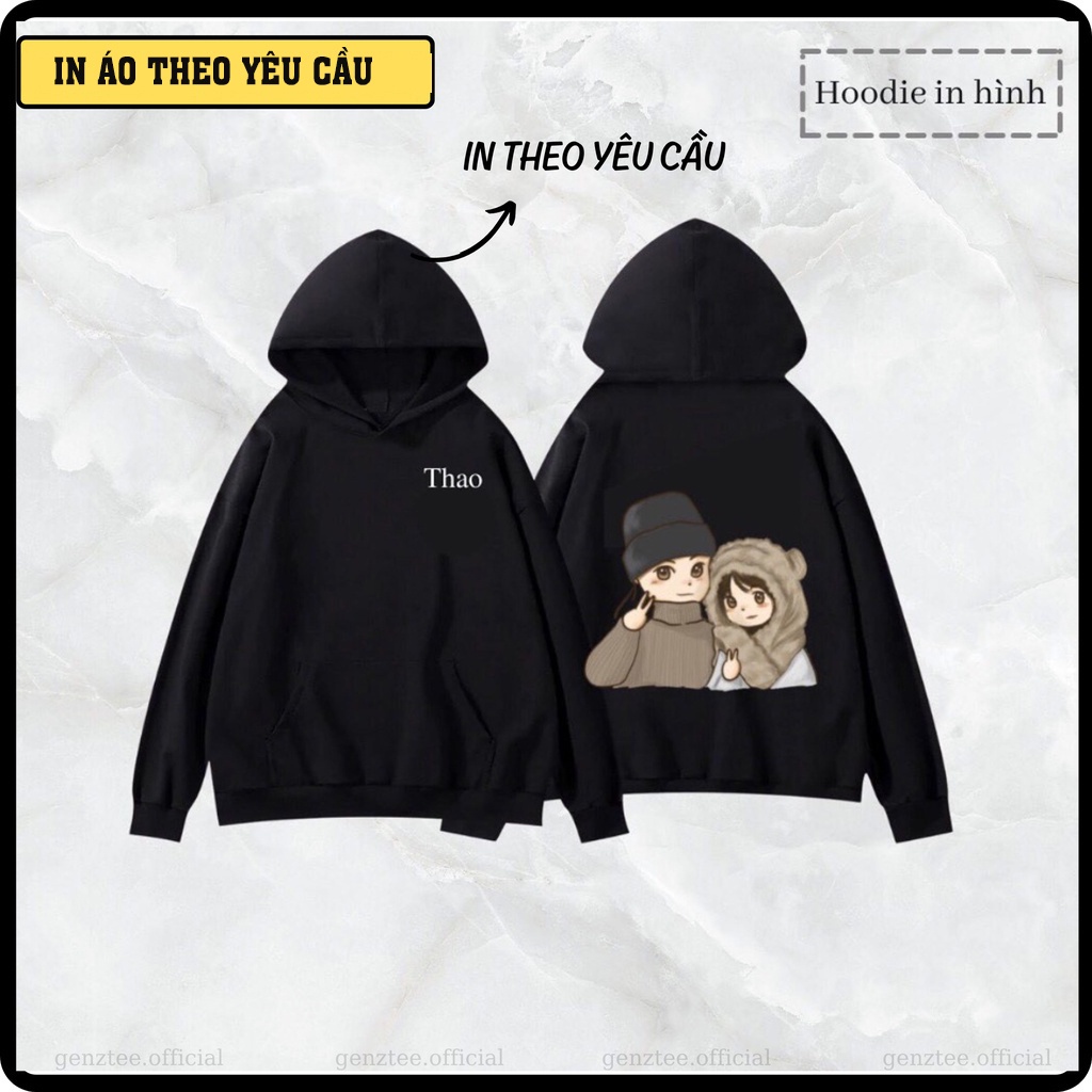 Áo Hoodie Nỉ Dài Tay In Hình Cá Nhân Theo Yêu Cầu Hai Màu Trắng Đen Đủ Size Mới Nhất