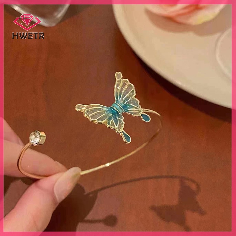 Vòng Tay Hở Hình Bướm Màu Xanh Lá Phong Cách Trung Hoa Cổ Điển Thời Trang Cho Nữ Mới