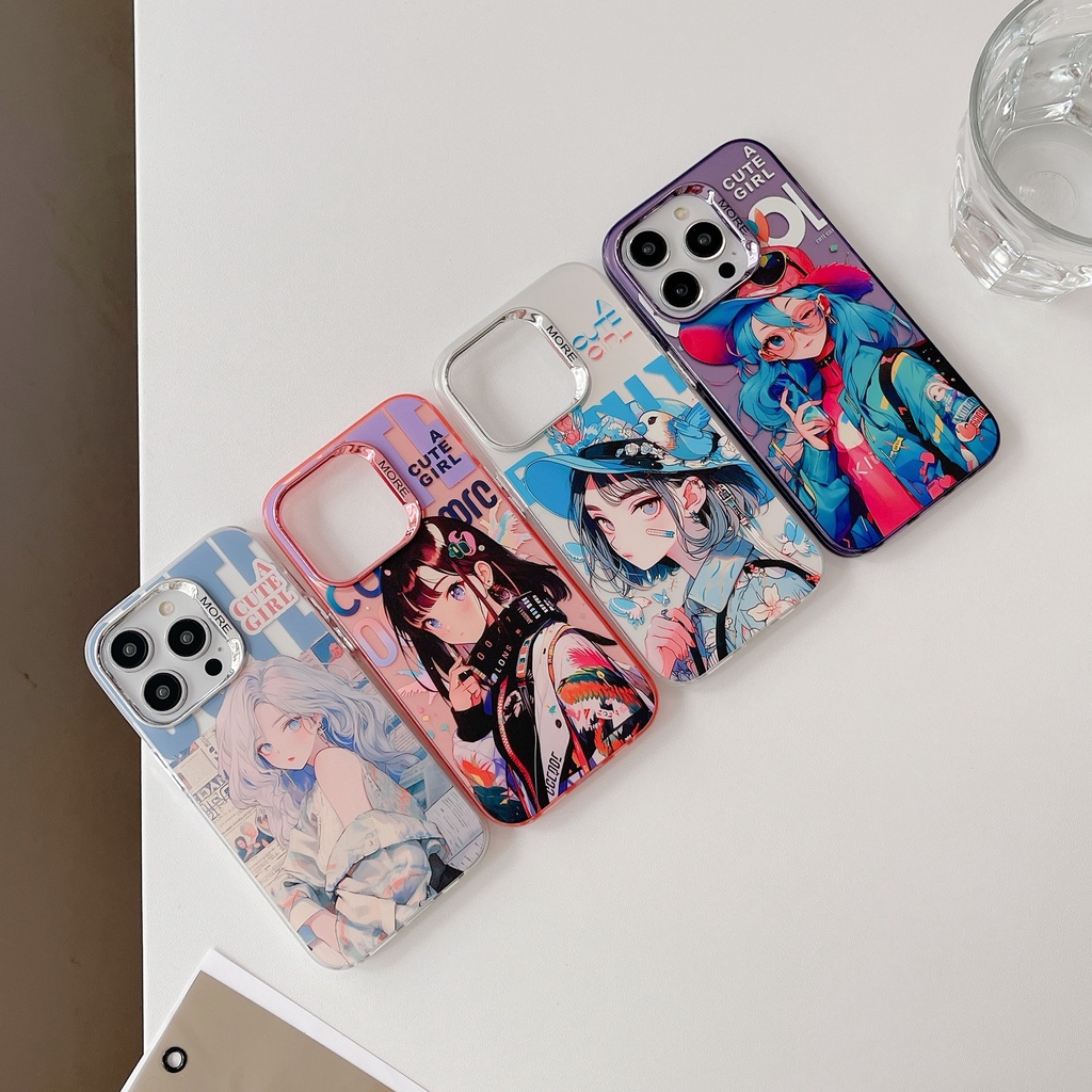 Iphone Ốp Điện Thoại Túi Khí Chống Sốc Hình Cô Gái Dễ Thương Cho iphone 14promax 14 13 13promax 12 12promax 11
