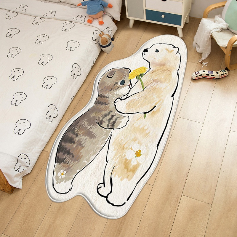 Thảm Chùi Chân Mềm Mại Chống Thấm Nước In Họa Tiết Hoạt Hình Trang Trí Nhà Cửa