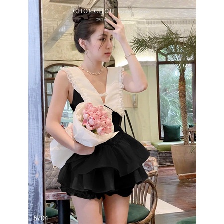 SET A BABY DOLL + SHORT BÍ 2M ĐEN TRẮNG
