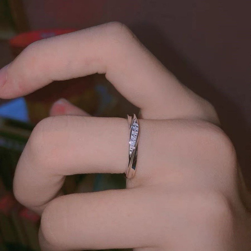 We flower Nhẫn Bạc s925 Đính Pha Lê Xoắn Họa Tiết Hình Học Thời Trang Cho Nữ