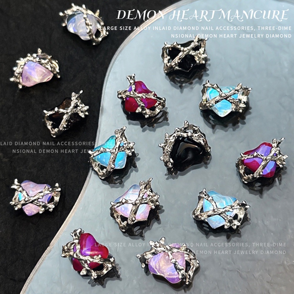 1 Phụ Kiện Trang Trí Móng Tay Hình Trái Tim Đính Đá Lấp Lánh Sang Trọng 5 Màu Tùy Chọn