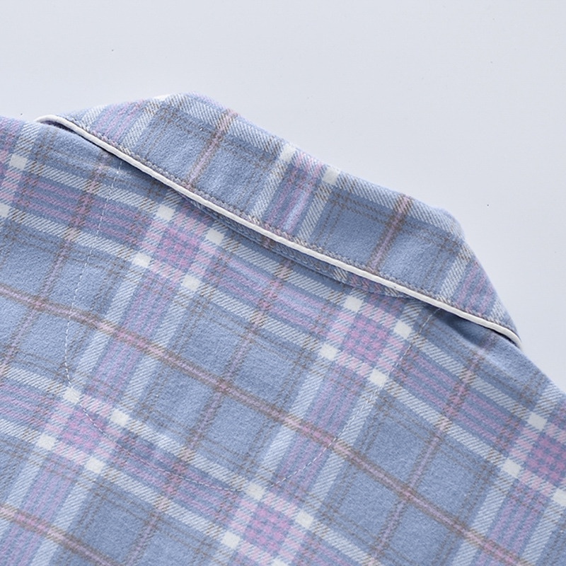 Sản Phẩm Tốt Bộ Đồ Ngủ cotton flannel Dày Màu Sắc Phong Cách Nhật Bản muji Cho Cặp Đôi Mùa Thu Đông