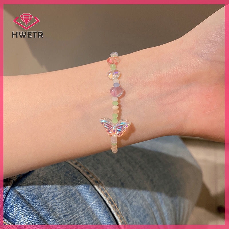 Vòng Tay Chuỗi Hạt acrylic Nhiều Màu Mặt Hình Bướm / Trái Tim Thời Trang Cho Nữ Mới