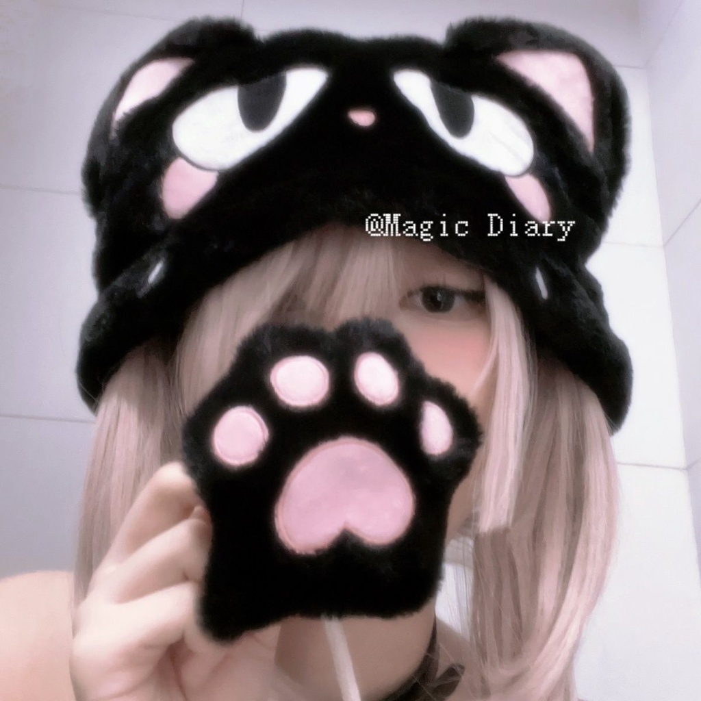 Lingneng maofu Mũ Trùm Đầu Bảo Vệ Tai Thời Trang Thu Đông Dễ Thương