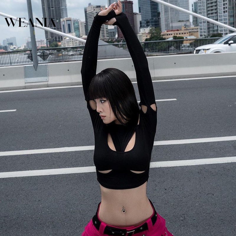 Áo Croptop Tay Dài y2k Phong Cách Hàn Quốc