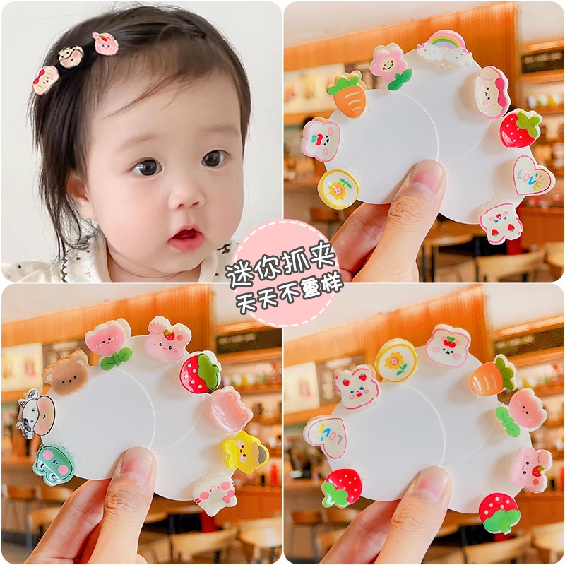 Set 2 Kẹp Tóc mini Họa Tiết Trái Cây Hoạt Hình Phong Cách Hàn Quốc Cho Bé Gái