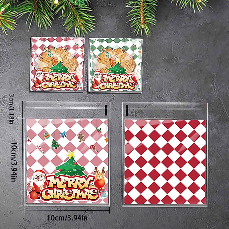 Set 100 Túi Nhựa Đựng Bánh Kẹo Dịp Giáng Sinh Năm Mới