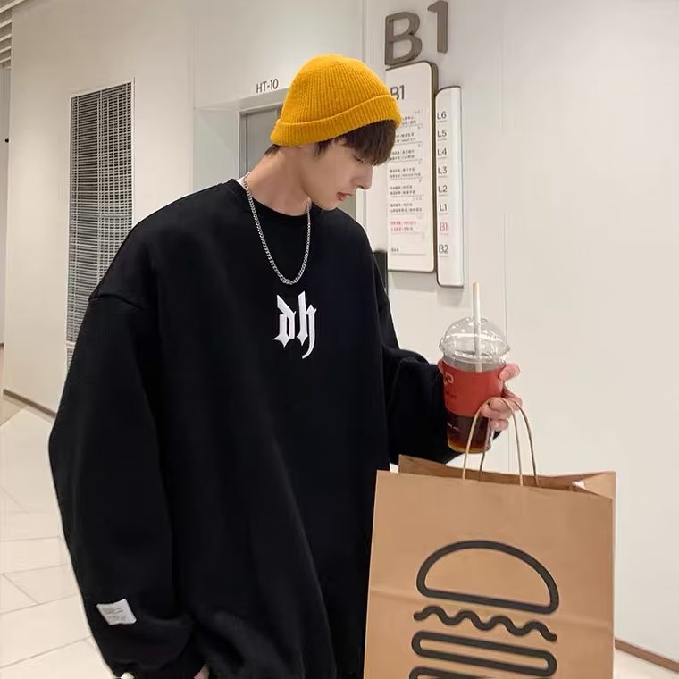 Áo sweater nam bigsize M-8XLÁo Sweater cotton Nhung Dày Dặn Tay Dài Cổ Tròn In Chữ Phong Cách Nhật Bản Thời Trang Mùa Thu Cho Nam Giới