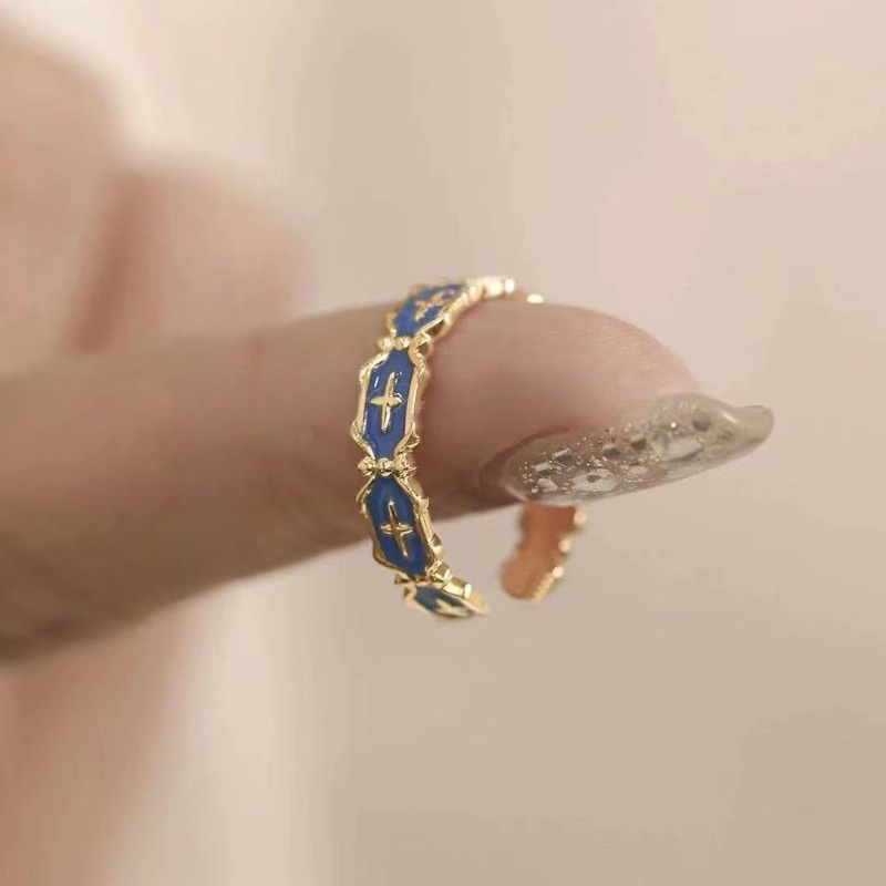 Temperament Enamel Ring Girls' New Pattern Peacock Green Zircon Small Design Sense Light Luxury Ins Fashion Art Index Finger Ring Fashion