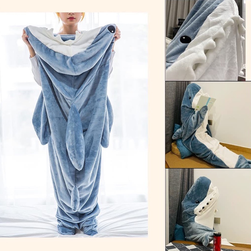 Mới Túi Ngủ Bằng Vải flannel 140-210cm Hình Cá Mập Dễ Thương Cho Người Lớn Và Trẻ Em
