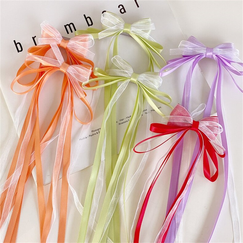 Set 2 Kẹp Tóc Hình Nơ Dài Tua Rua Phong Cách Trung Hoa