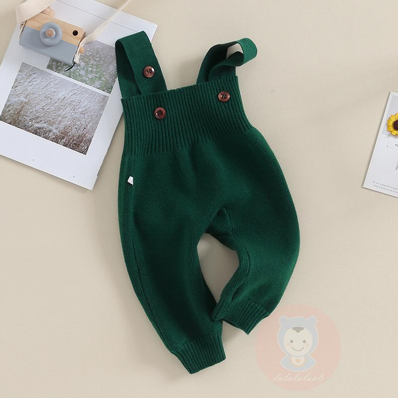 Laa6-baby Đan Không Tay Quần Yếm Màu Trơn