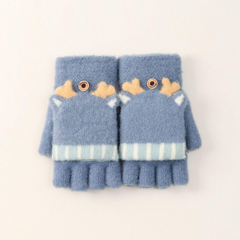 Pockty Găng Tay Hở Ngón Mùa Đông Ấm Áp Họa Tiết Hoạt Hình