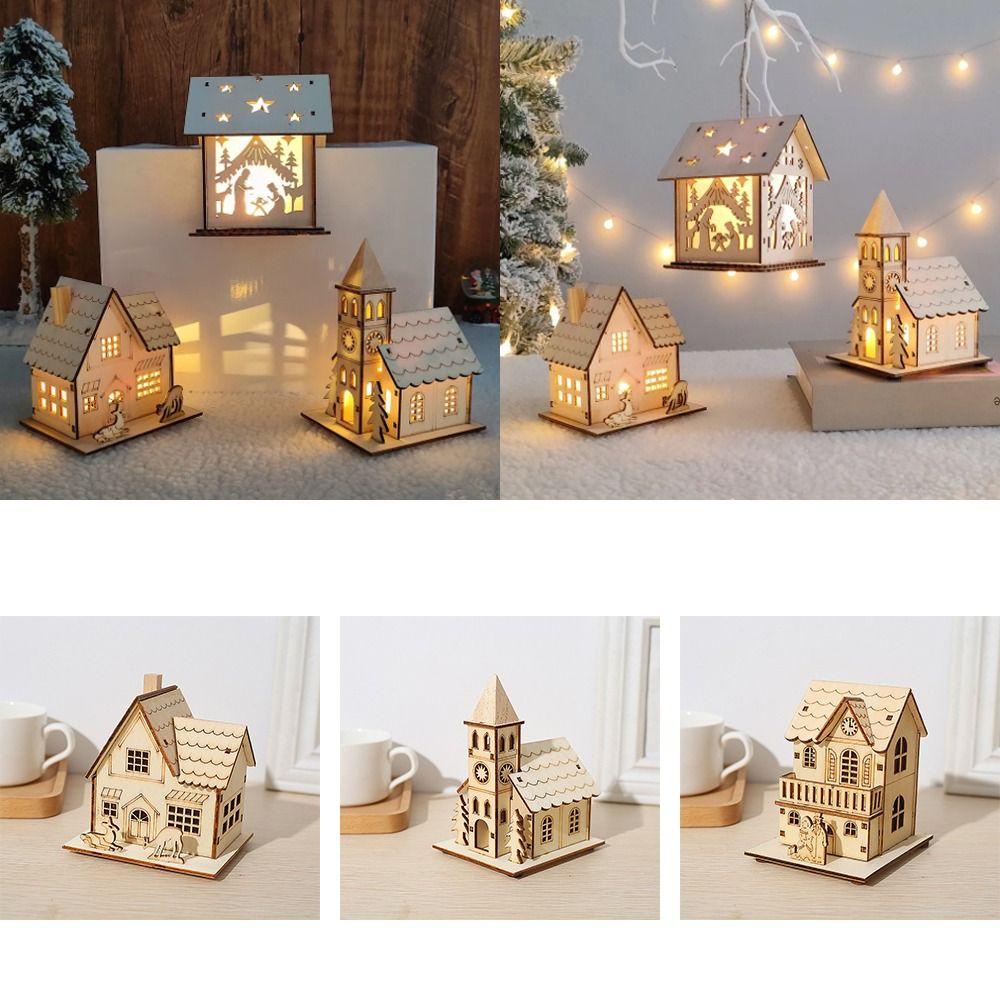 Muvako Nhà Gỗ Có Đèn led Phát Sáng Trang Trí Giáng Sinh Sang Trọng