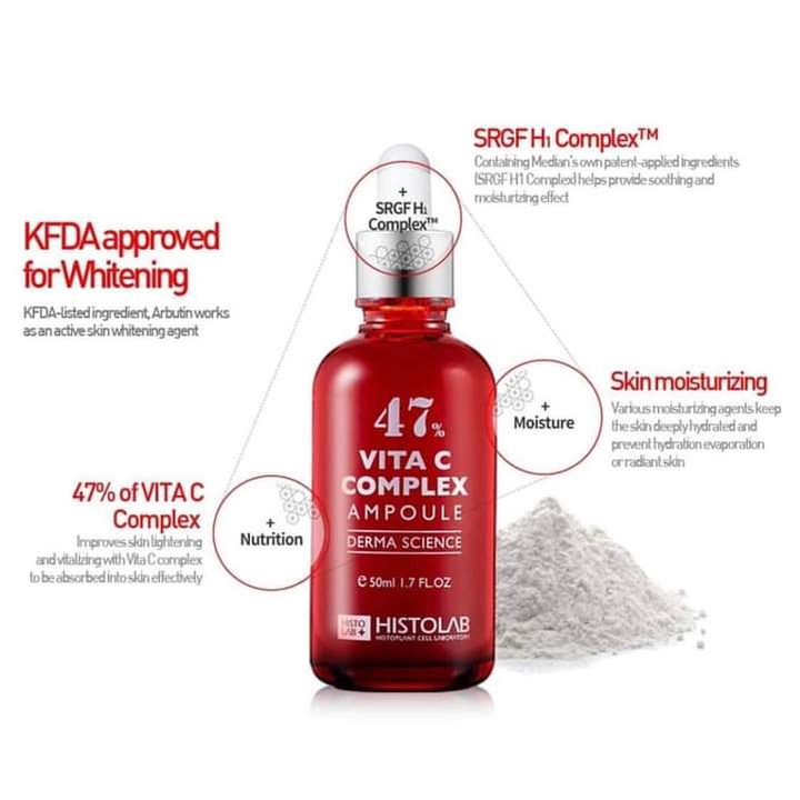 Tinh Chất Giảm Nám Dưỡng Trắng Da Histolab 47% Vita C Complex Ampoule 50ml
