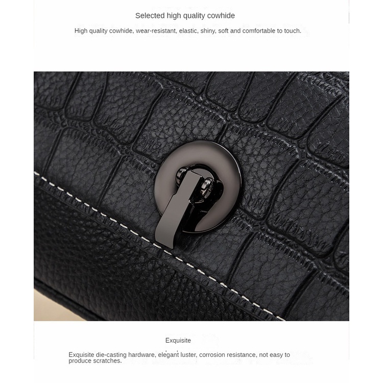 Túi Xách Đeo Vai mini Hình Vuông Vân Da Cá Sấu Màu Đen Thời Trang Cho Nữ