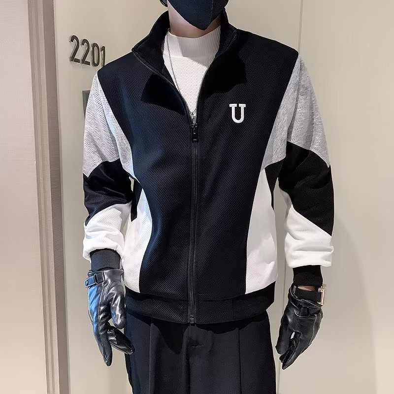 Áo Khoác Bóng Chày Cổ Đứng Phối Màu Tương Phản Thời Trang Cao Cấp Cho Nam