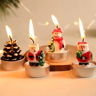 3 cái nến Giáng sinh Ông già Noel Người tuyết Trang trí Giáng sinh cho nhà Nến nhỏ