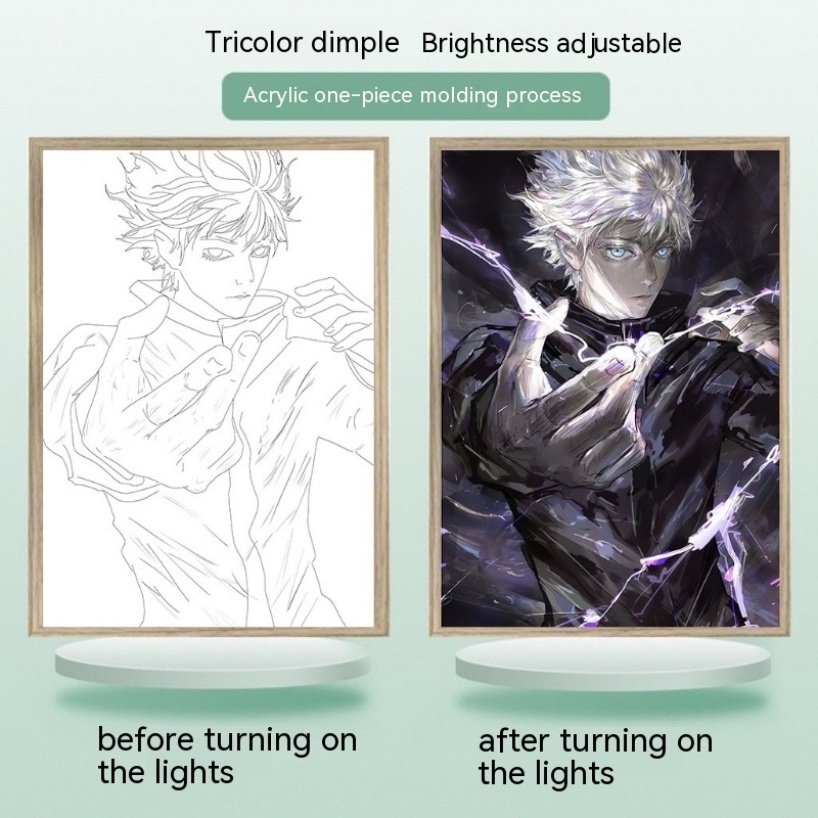 Khung Ảnh Đèn led 3 Màu Hình anime jujutsu kaisen gojo satoru Để Bàn Trang Trí Phòng Ngủ