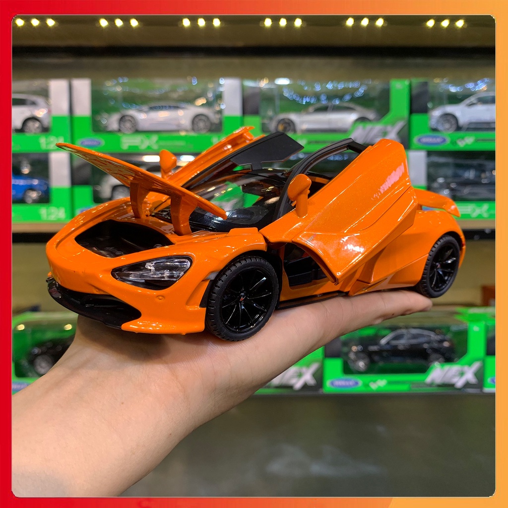 Giá rẻ Mô hình xe Mclaren 720S tỉ lệ 1:24 JINLIFANG sập sàn hộp bí ấn, tặng ô tô