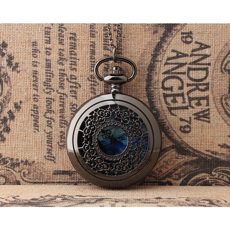 Đồng Hồ Quả Quýt Chạm Khắc Ngôi Sao Mặt Trăng Phong Cách Âu Mỹ 2017