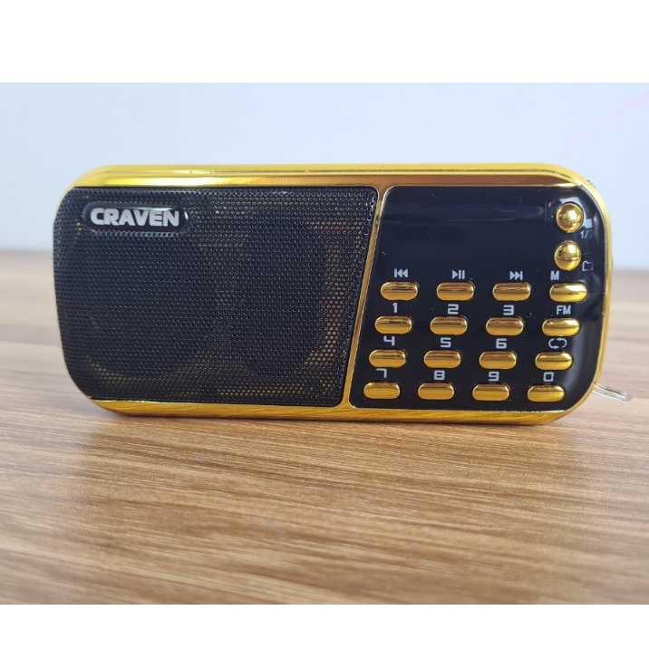 Đài Cầm Tay - Máy Nghe Nhạc Thẻ Nhớ Usb - Fm - Radio - Kiêm đèn Pin led siêu sáng - Loa Craven Cr 853 - 3 Pin sạc