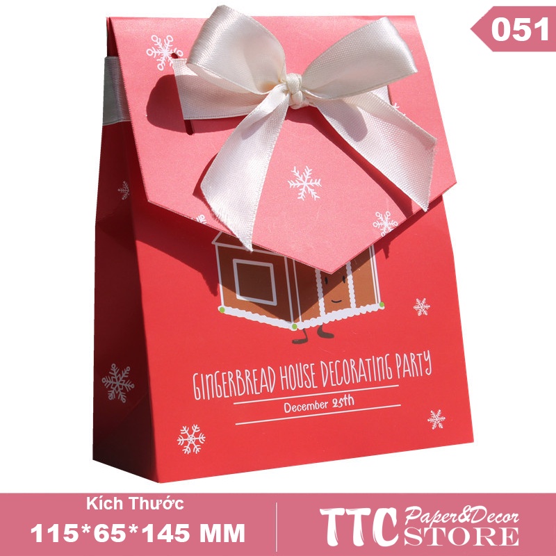 Hộp Đựng Quà Tặng Giáng Sinh Thắt Nơ, Túi Quà NOEL Siêu Đẹp, Dễ Thương | Size 115x65x145mm VPP SÁNG TẠO